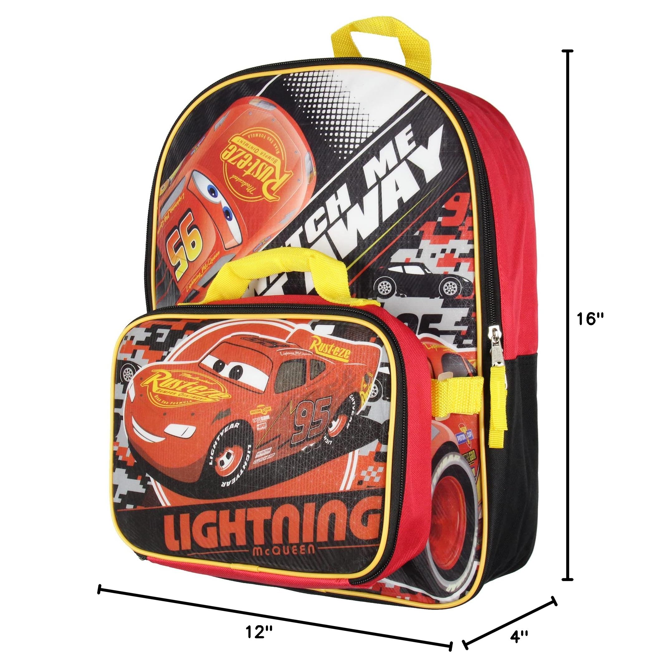 Bioworld sac et boîte Lightning McQueen comparaison taille, choix adapté aux enfants