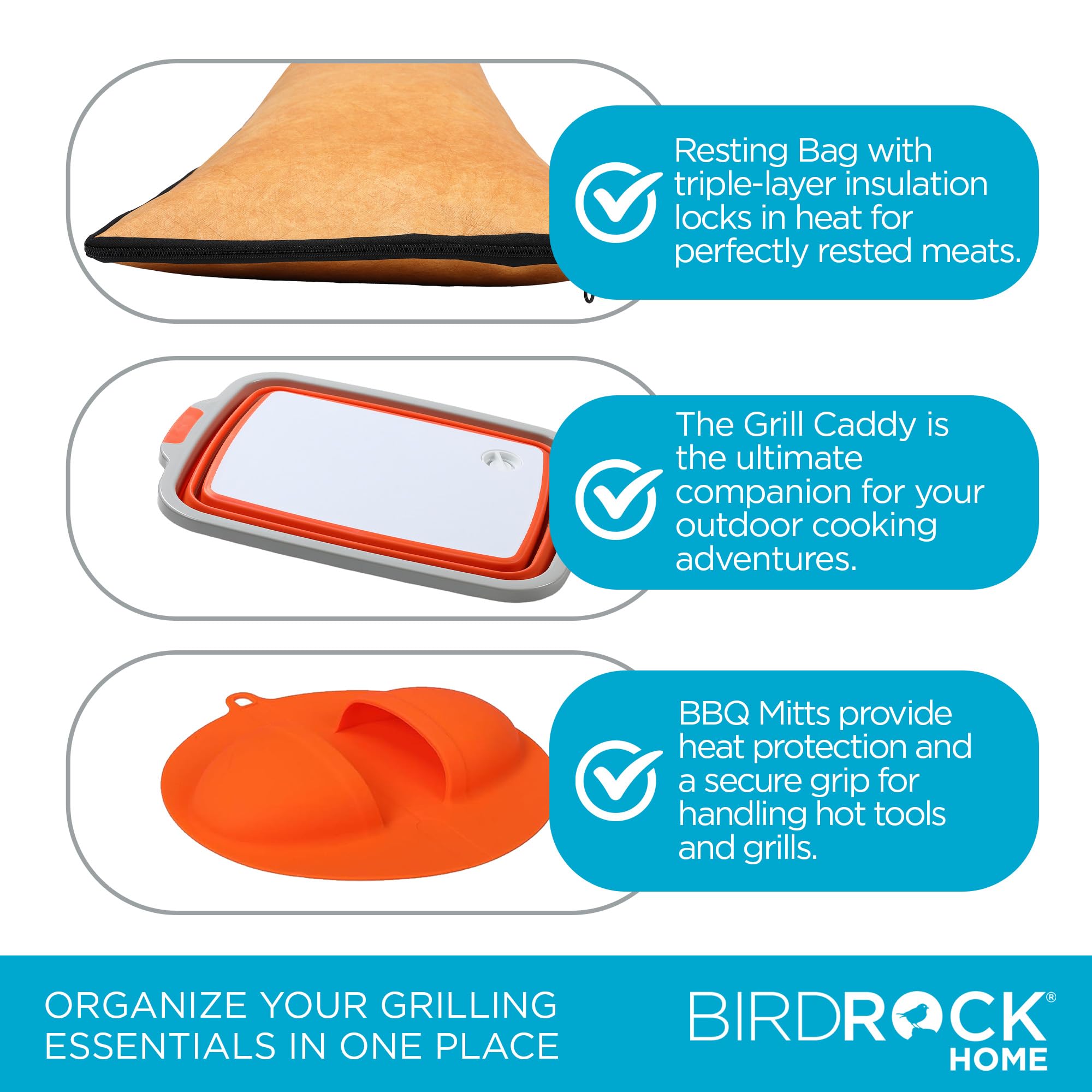 BIRDROCK HOME caddy utilisé pour couper légumes près du gril