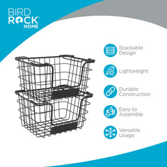 BIRDROCK HOME deux paniers empilés démontrant stabilité et rangement vertical