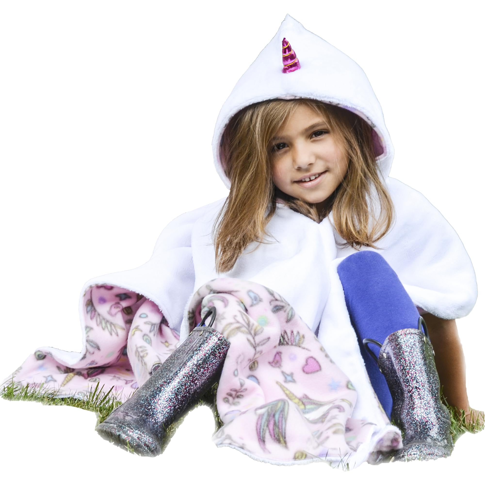 Birdy Boutique poncho face avant montrant fermeture et motif, chaleur pratique