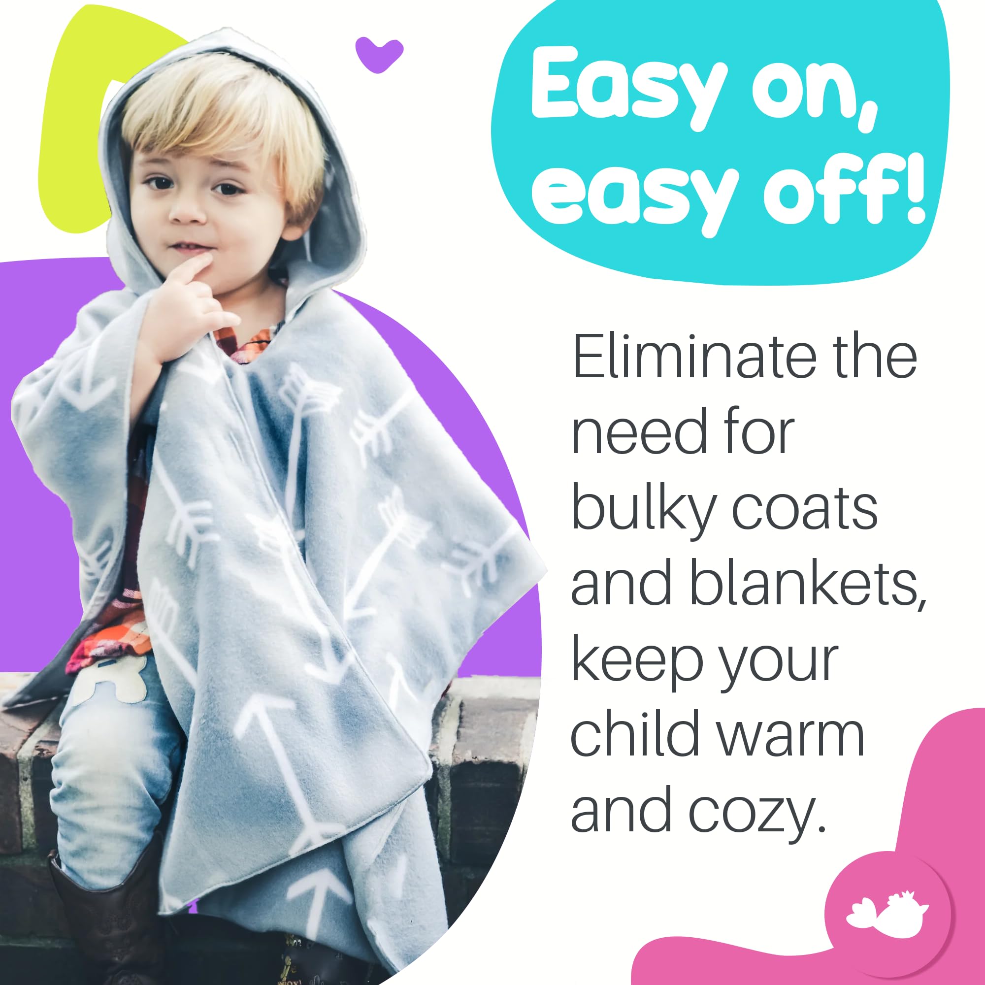 Birdy Boutique poncho réversible montrant motif alternatif pratique
