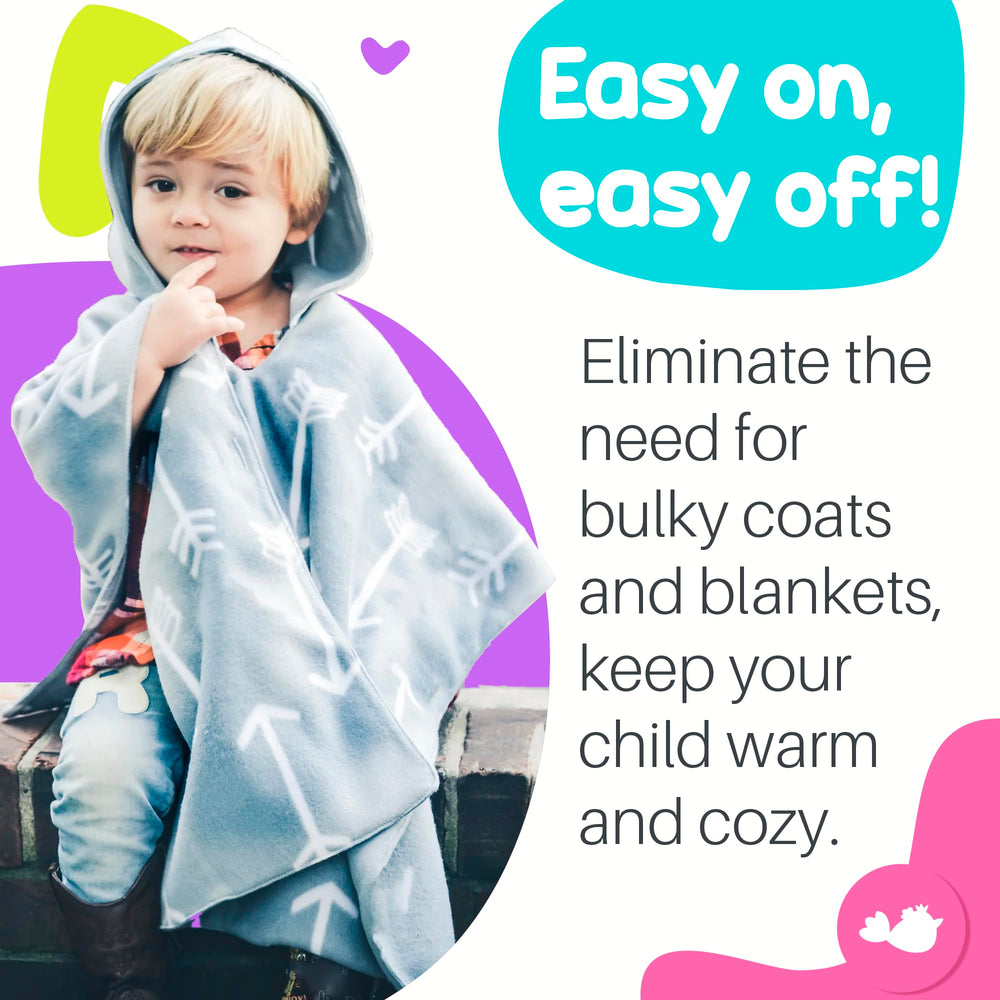 Birdy Boutique poncho réversible montrant motif alternatif pratique