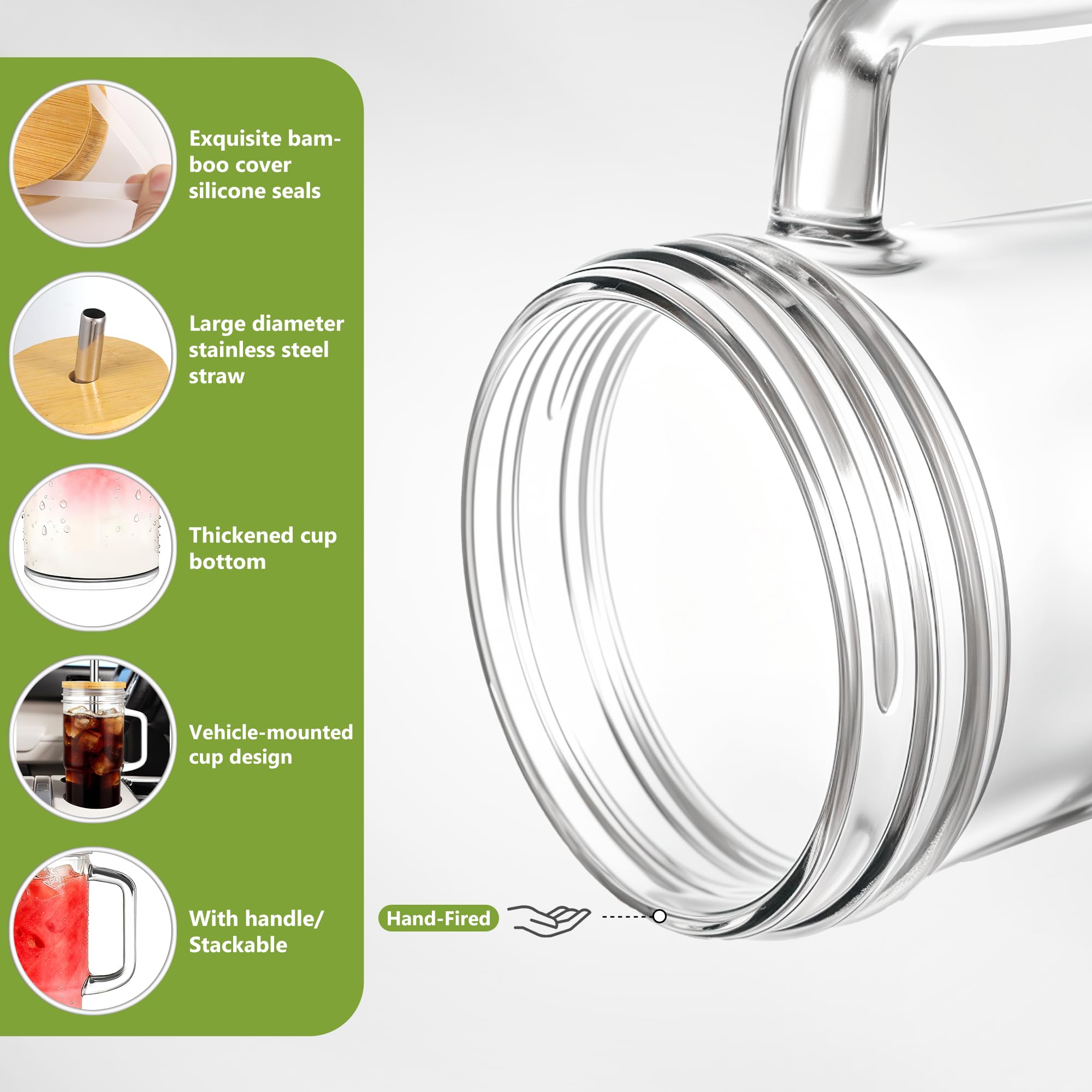 Birity gros plan verre épais montrant robustesse et transparence nette