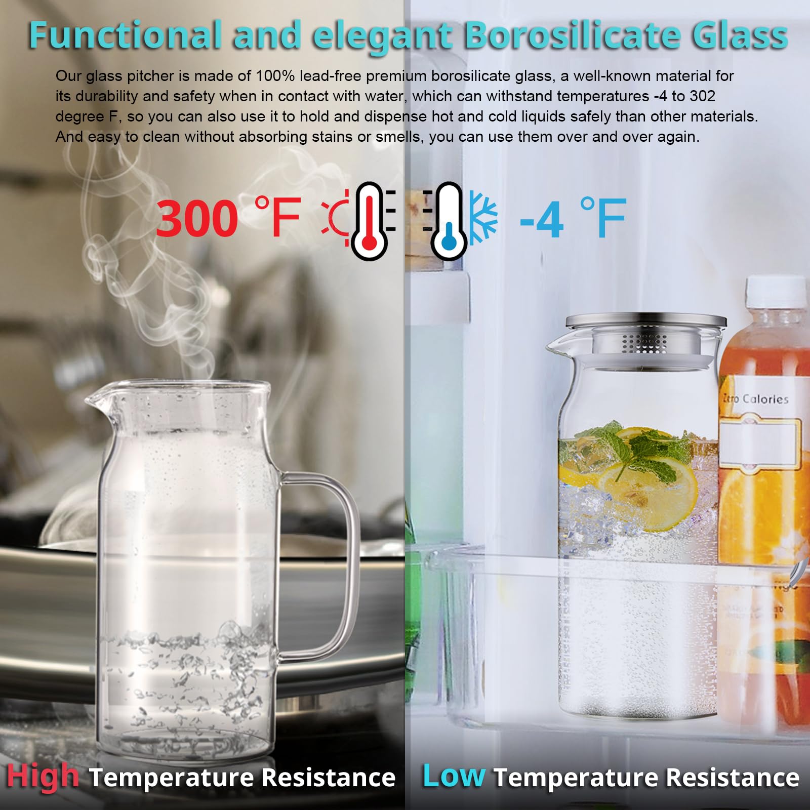 Bivvclaz carafe dans réfrigérateur montrant gain de place et rangement