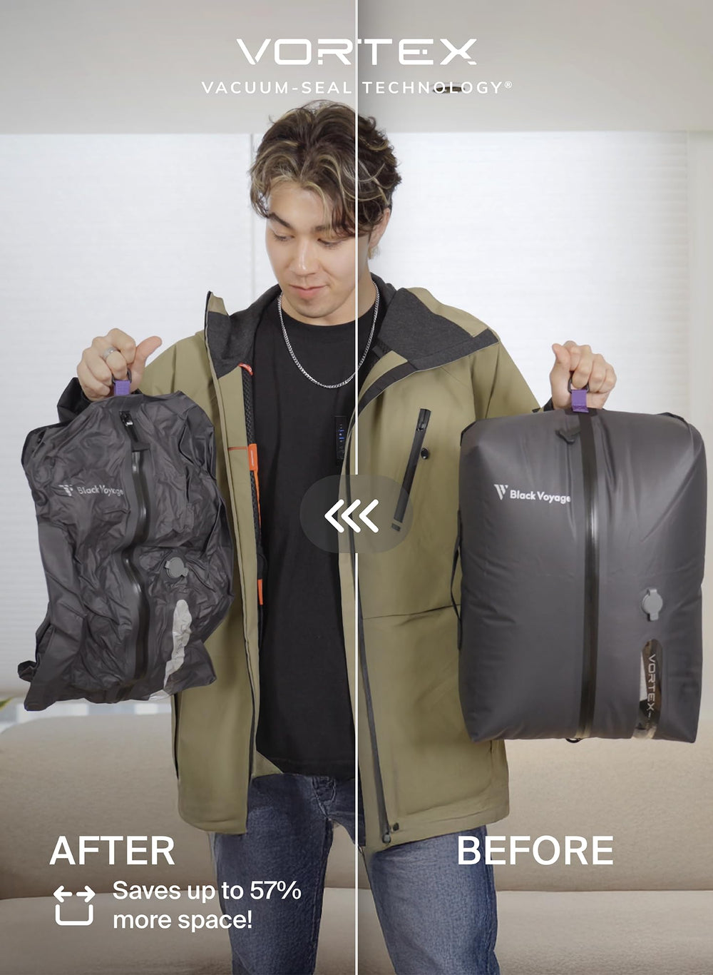 BlackVoyage pompe manuelle incluse facilitant compression