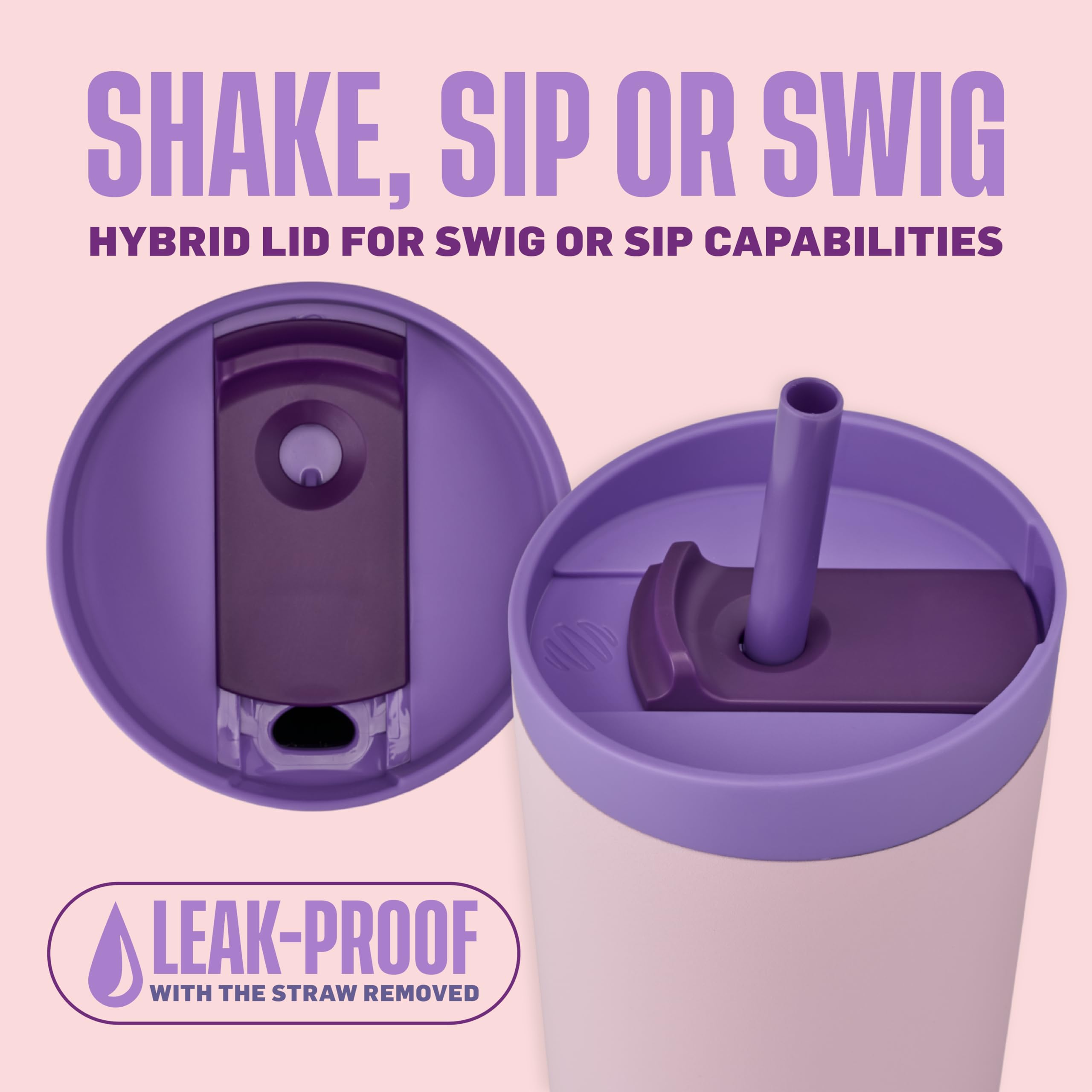 BlenderBottle détail du couvercle et paille avec fermeture étanche pour transport sûr