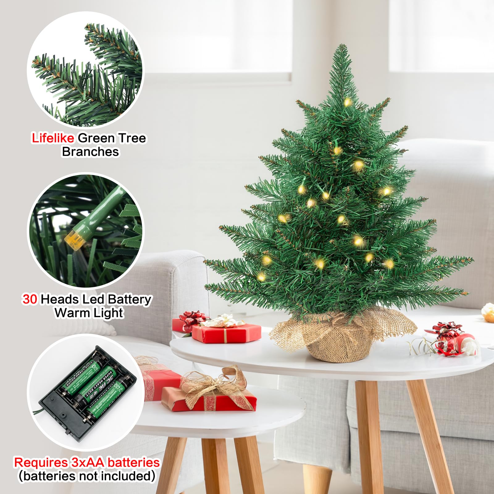 blinblintree zoom sur 30 LED chaudes diffusant une lumière douce et économique