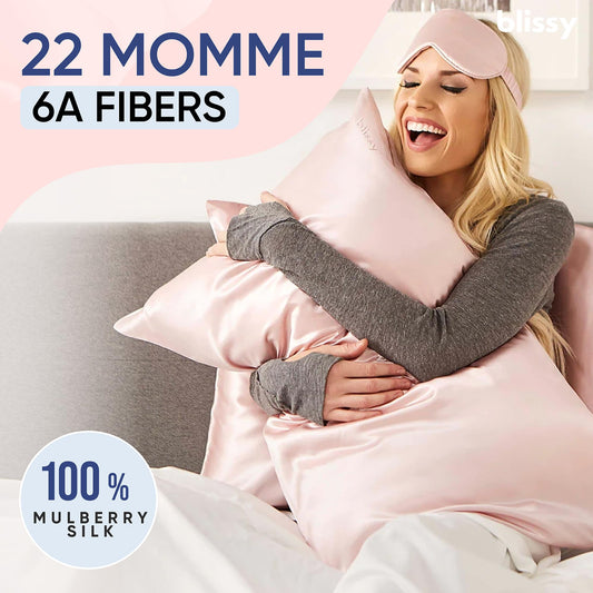 Blissy gros plan soie 22 momme, texture lisse pour moins de friction