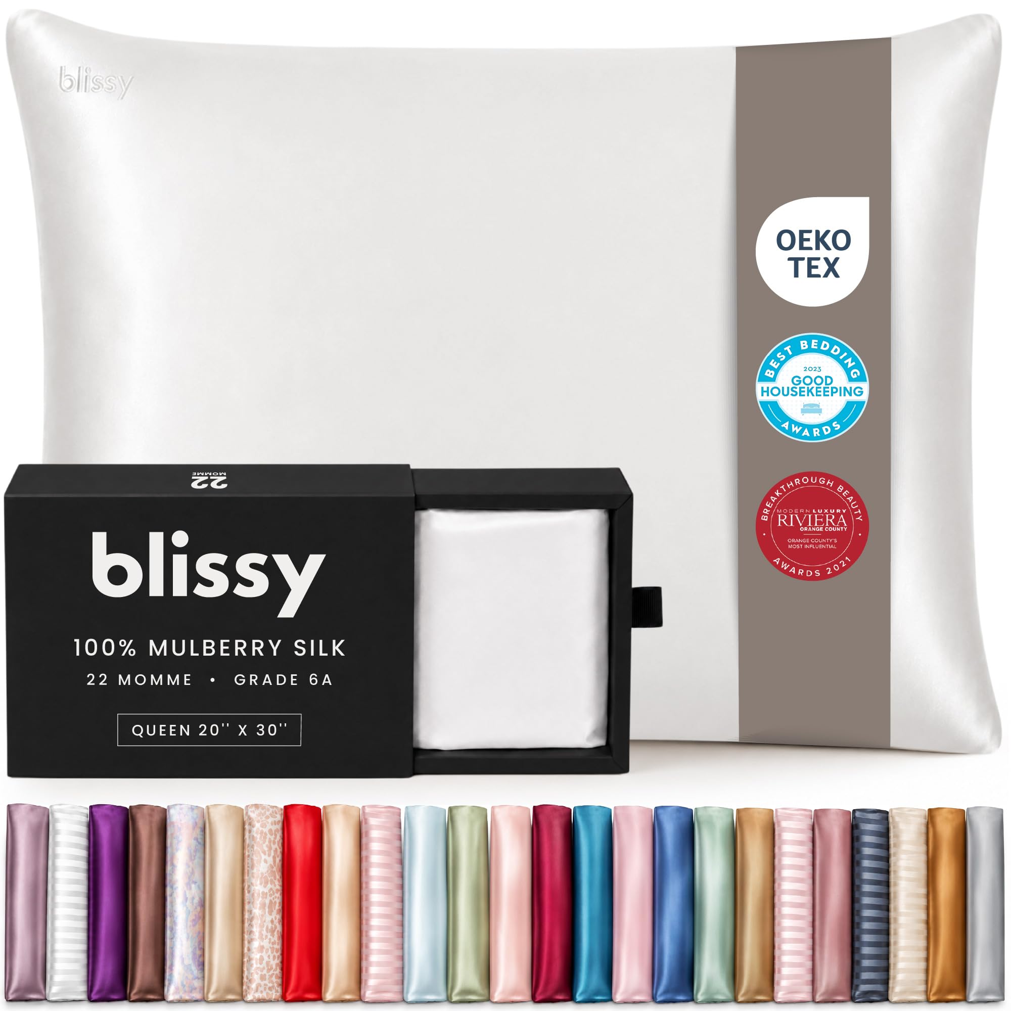 Blissy taie face avant montrant finition lisse et élégante bénéfice confort