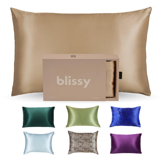 Blissy taie d'oreiller en soie Mulberry vue avant, finition luxueuse et protection
