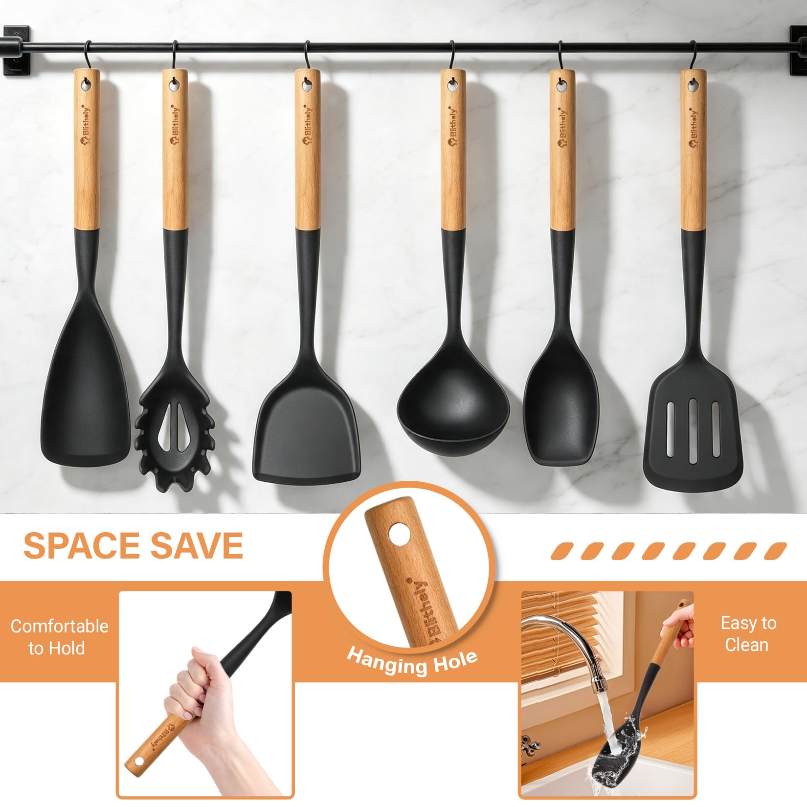 Blithely fouet en silicone tenu en main, mélange homogène sans rayures