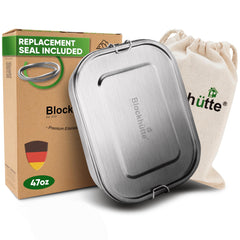 Blockhütte boîte repas avant ouverte montrant organisation et praticité