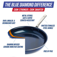 Blue Diamond poêle avec poignée d’aide pour manipuler plats lourds