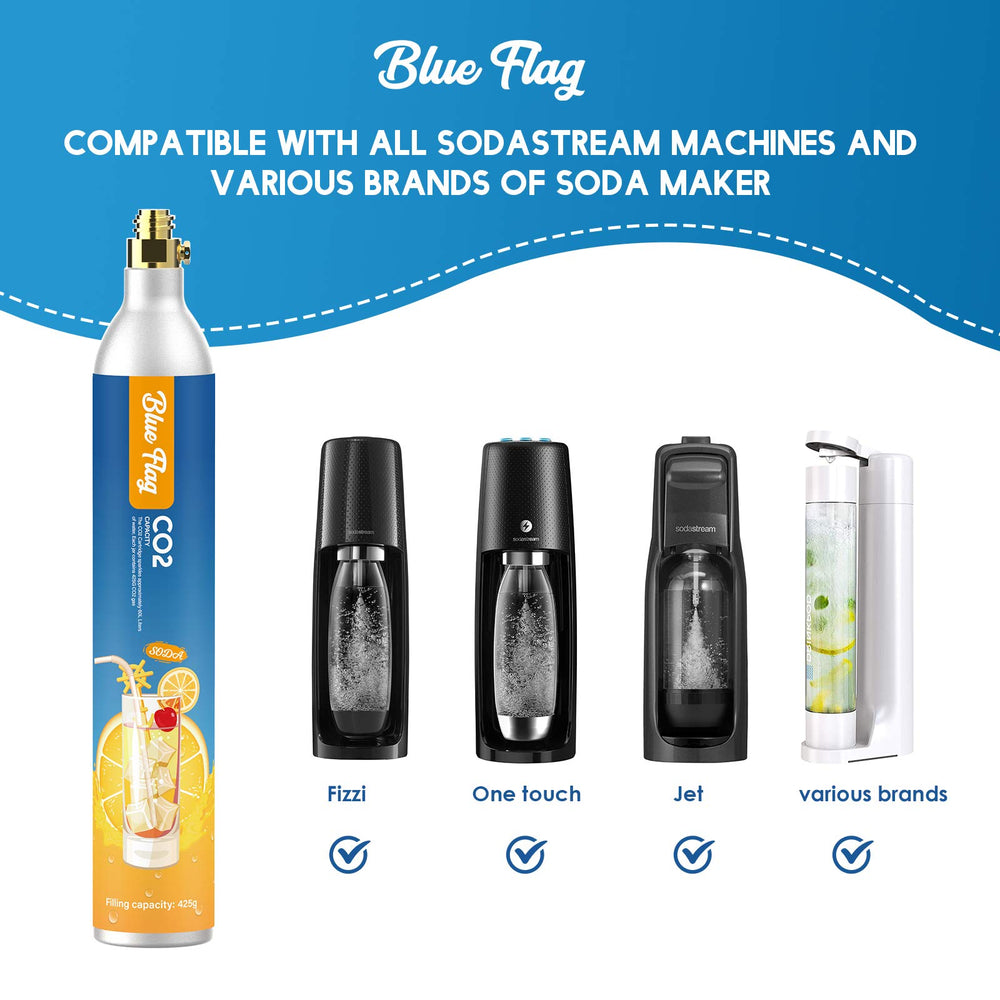 Blue Flag comparaison taille montrant cartouche compacte et transportable