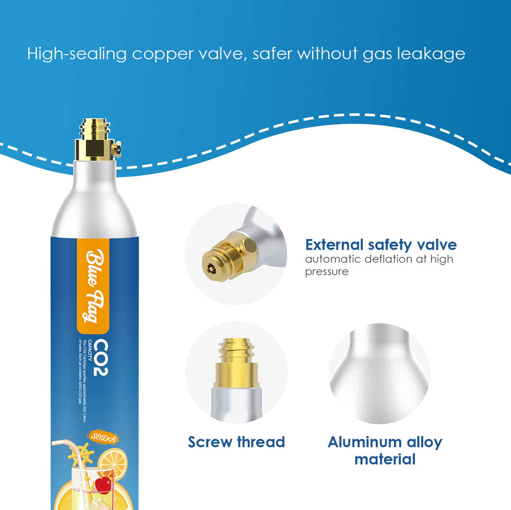 Blue Flag étiquette technique indiquant capacité 60L et compatibilité