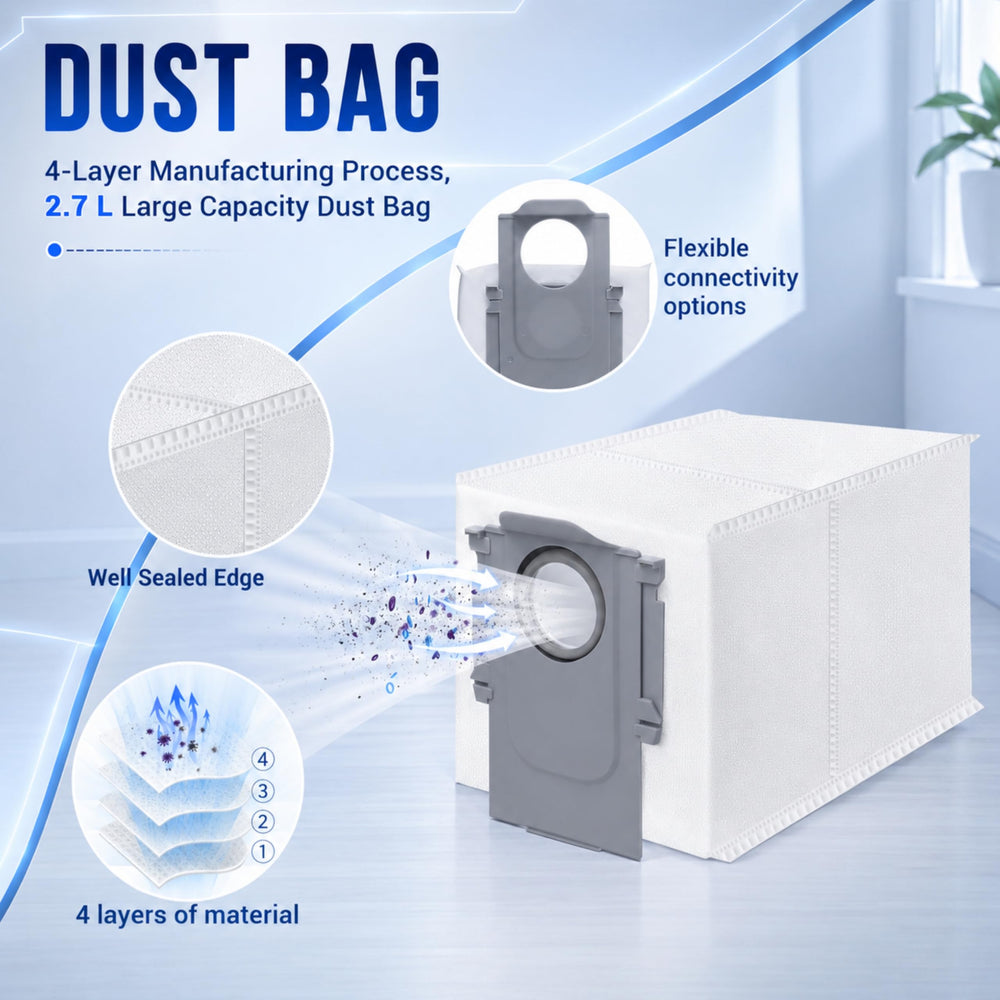 Bluearks sacs à poussière 4 couches avec fermeture anti-fuite pratique