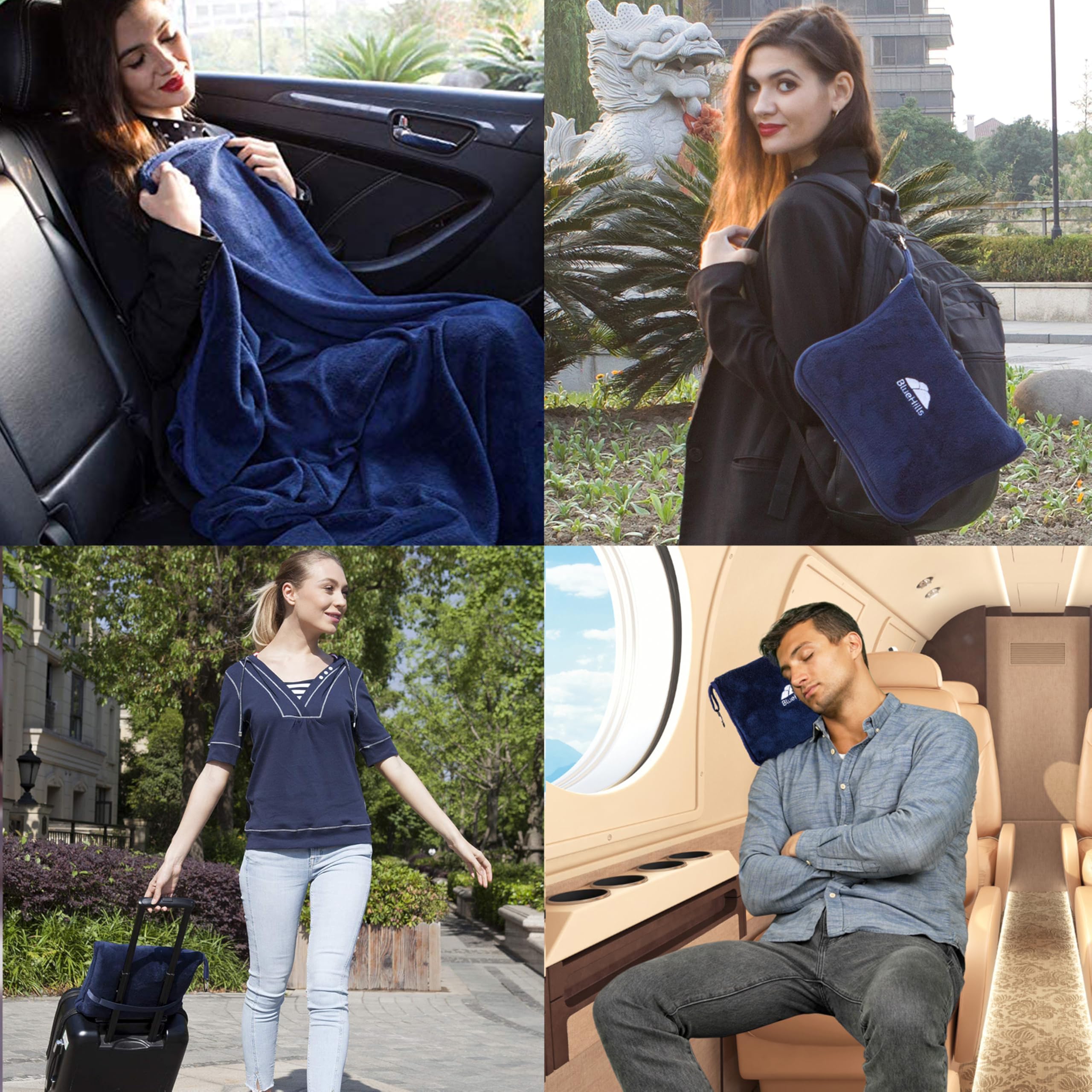 BlueHills oreiller-sac compact prêt à l'emploi pour voyage