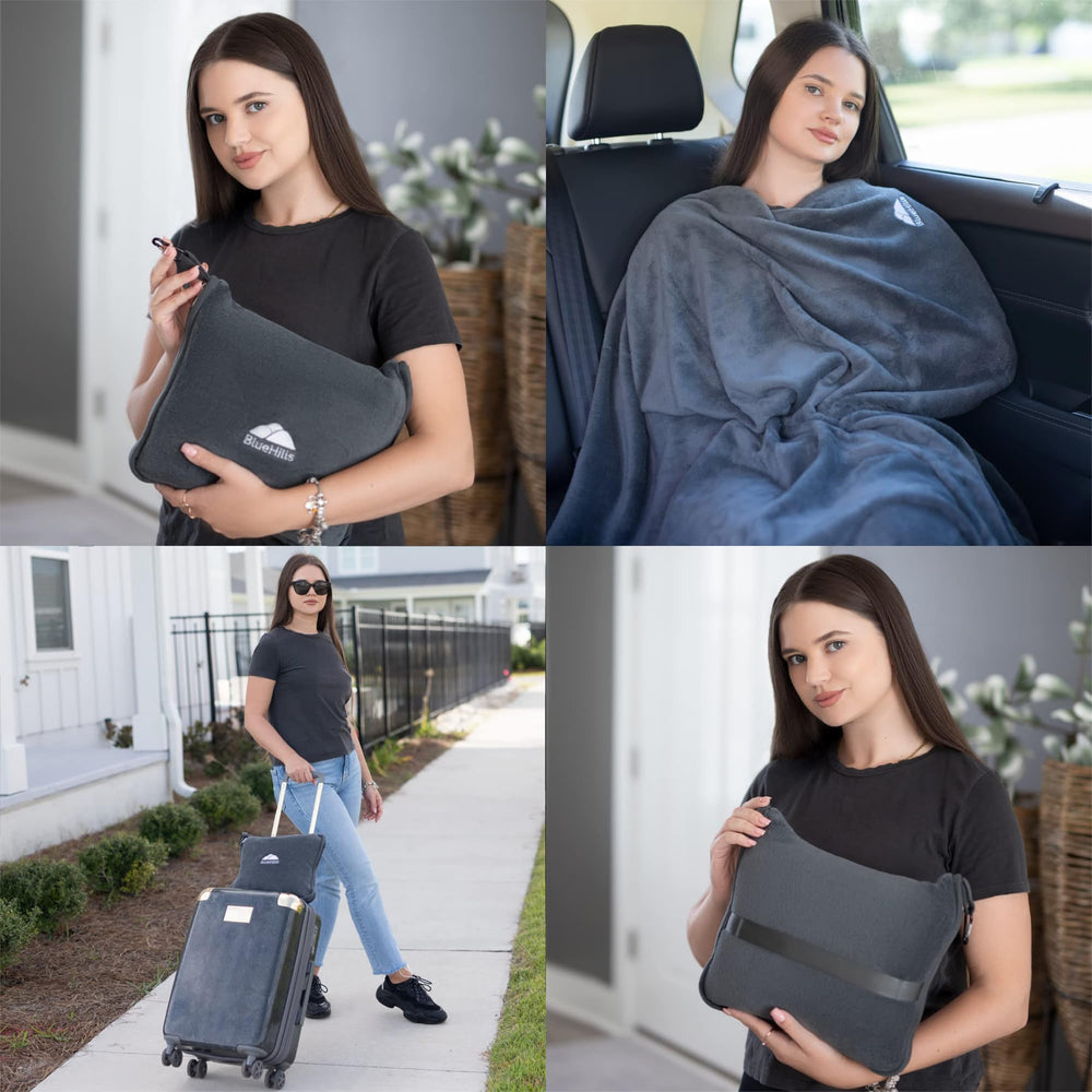 BlueHills pochette convertie en oreiller offrant soutien compact en voyage