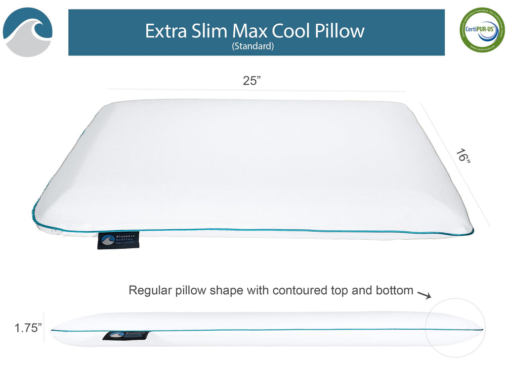 Bluewave Bedding oreiller en usage sur lit, maintien plat pour dormeurs ventraux