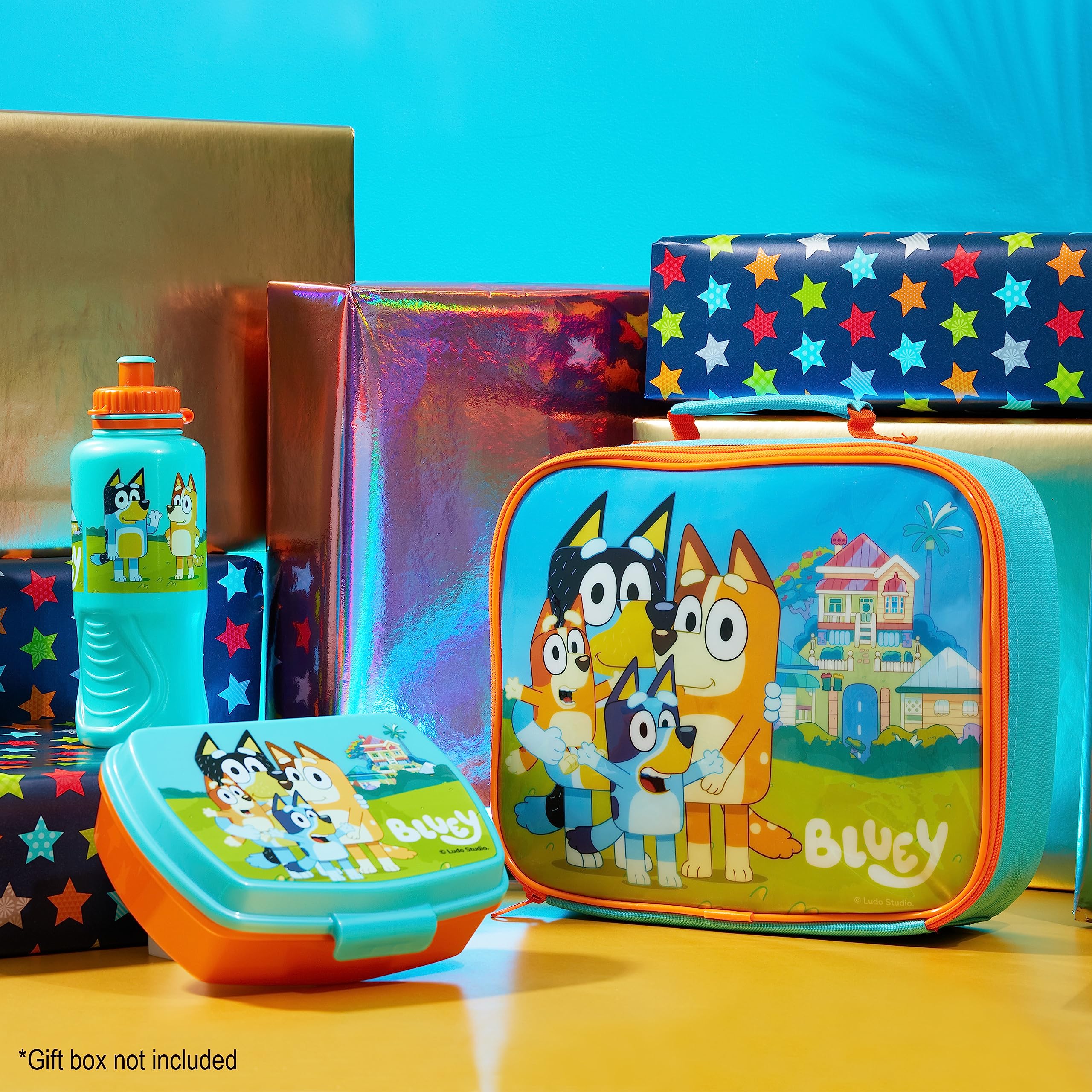 Bluey boîte snack ouverte montrant compartiment pratique