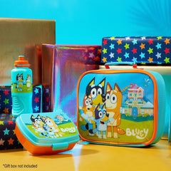 Bluey boîte snack ouverte montrant compartiment pratique