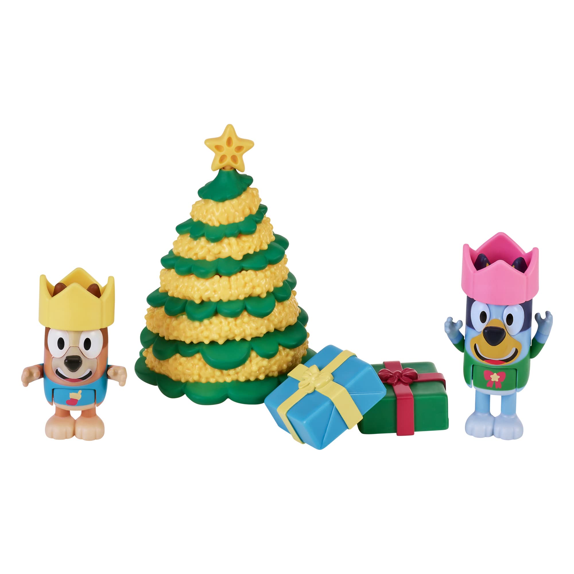 Bluey figurines Bluey et Bingo en pulls de Noël pour jeu imaginatif