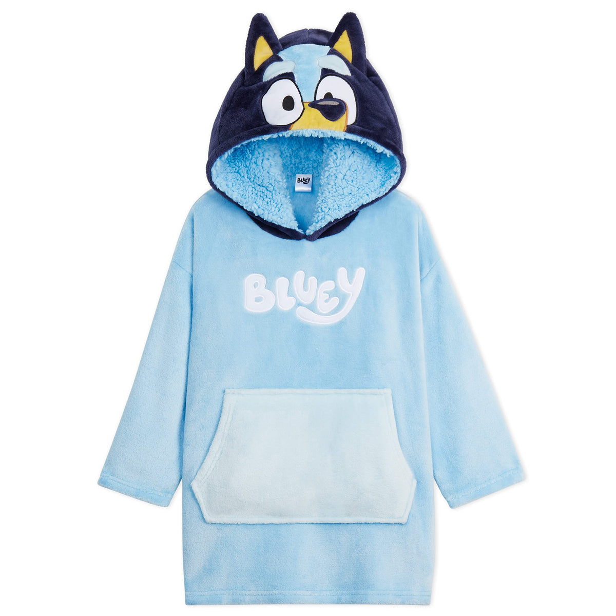 Bluey hoodie vue de devant montrant le motif et le confort
