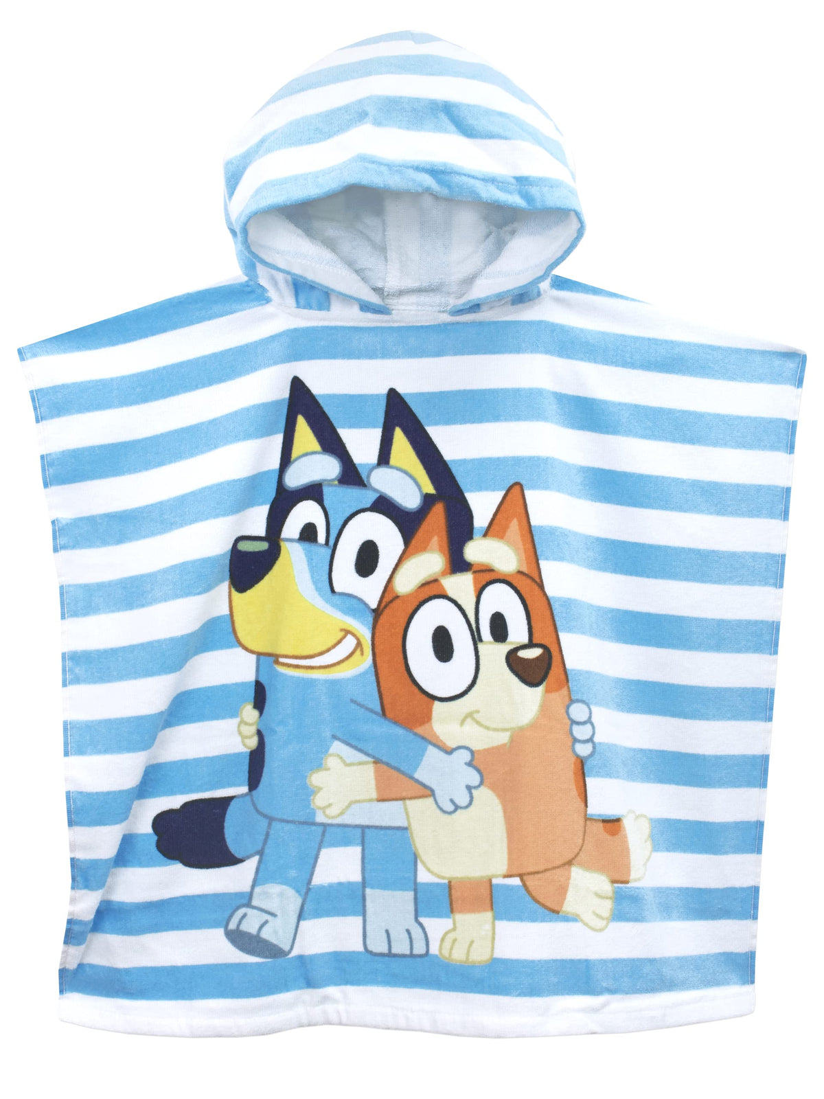 Bluey poncho devant montrant le motif et confort
