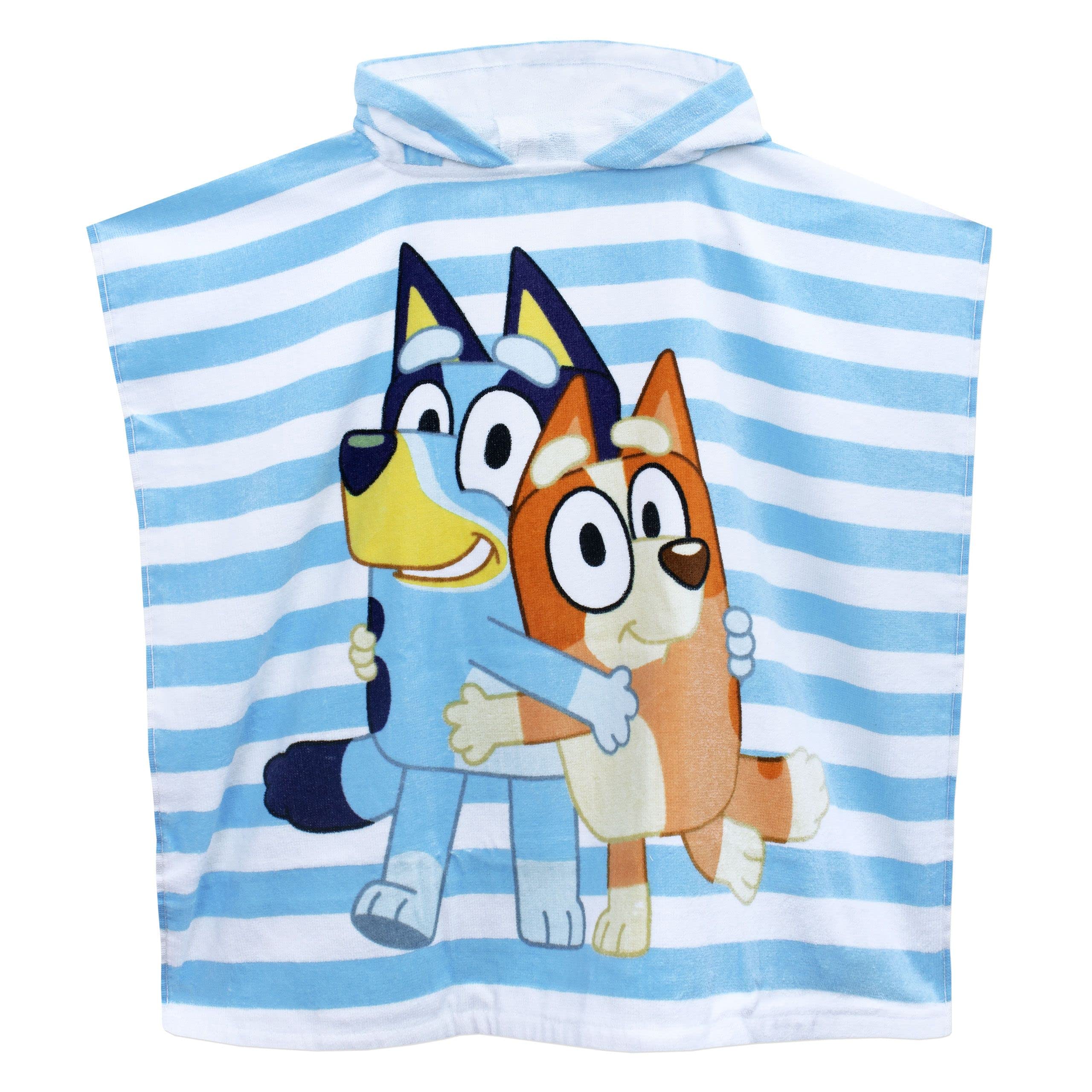 Emballage Bluey poncho montrant l’étiquette et la marque