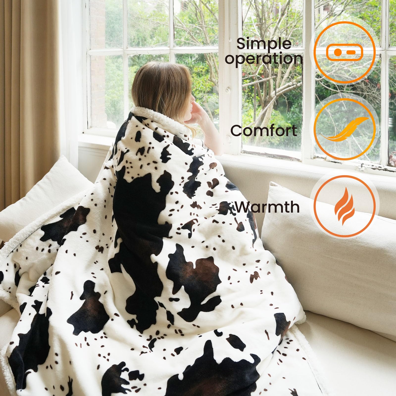 blunique couverture étendue montrant taille généreuse 62x84 pouces