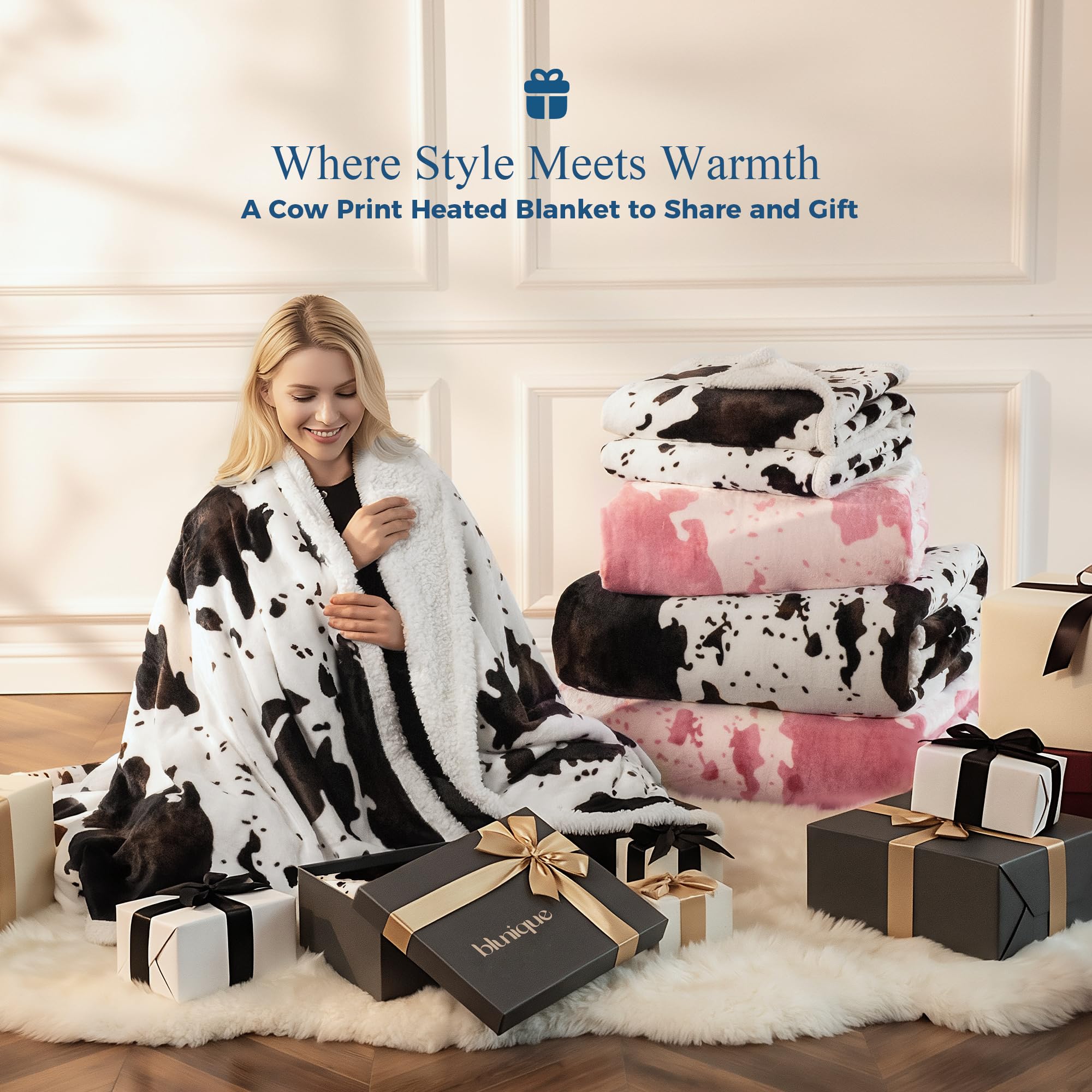 blunique couverture pliée en paquet cadeau montrant présentation soignée