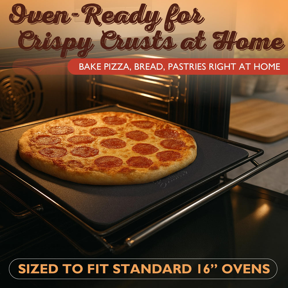 Boachee comparaison taille montrant 16x13.4" pour grandes pizzas familiales