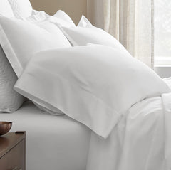 BOLL & BRANCH gros plan du tissage Signature montrant douceur et lustre
