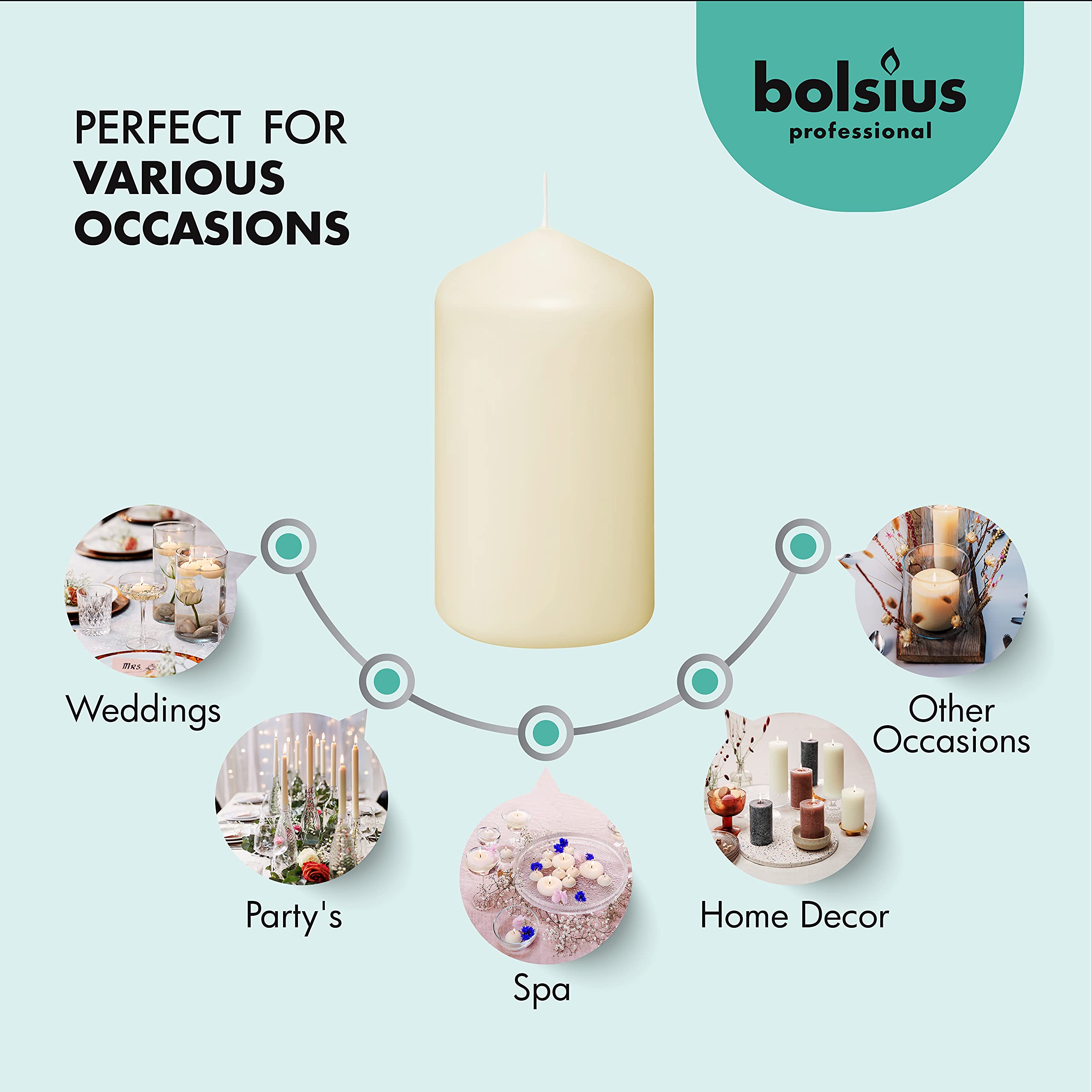 Comparaison taille BOLSIUS montrée dans une main pour visualiser les dimensions