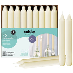 BOLSIUS emballage de 45 bougies ivoires pour grand usage et économie