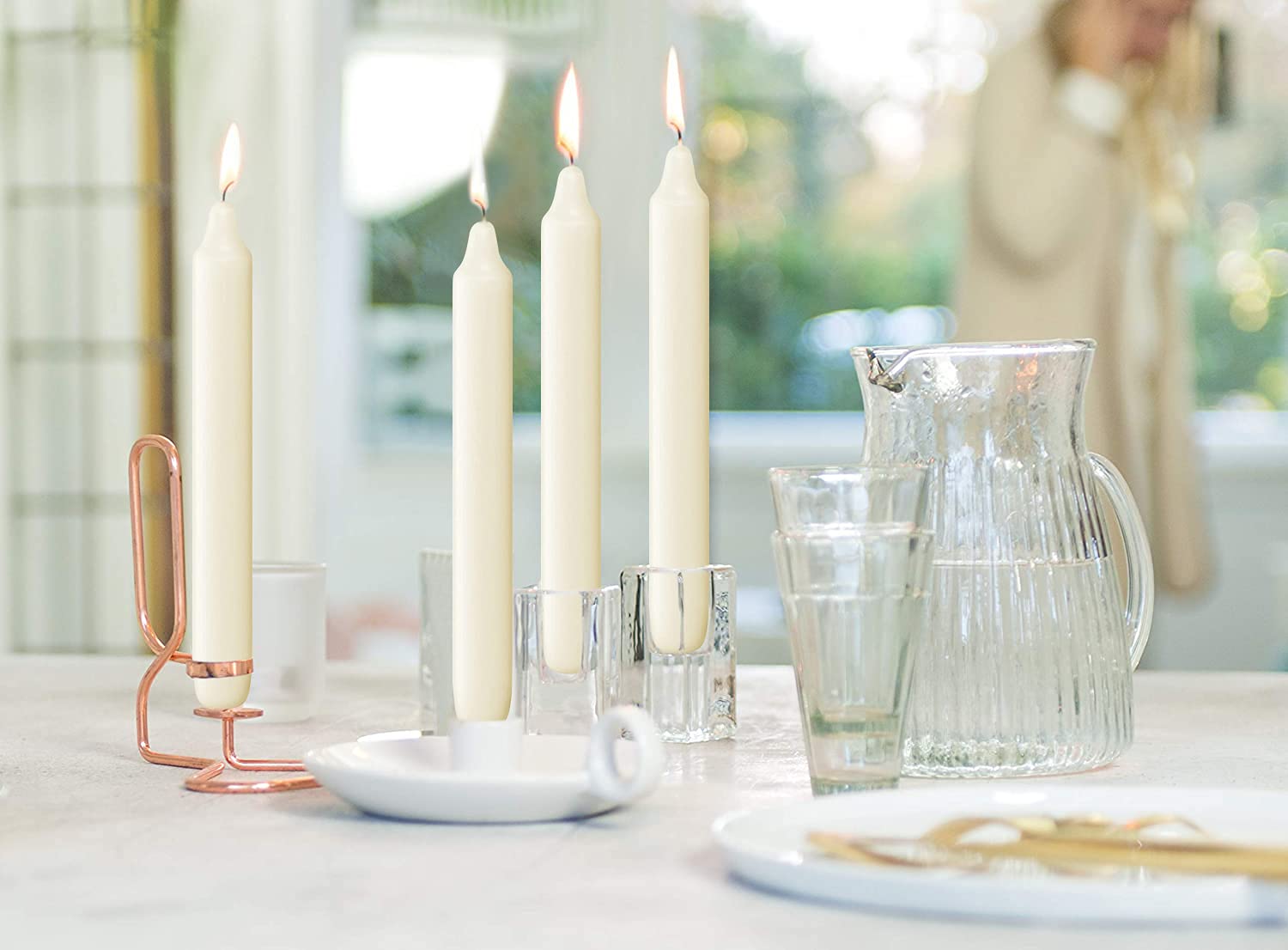 Bougies BOLSIUS en candelabre démontrant compatibilité décorative