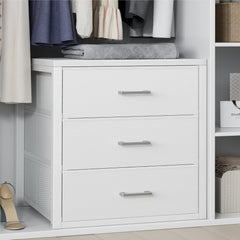BOLUO vue de face de la commode blanche, rangement compact et esthétique