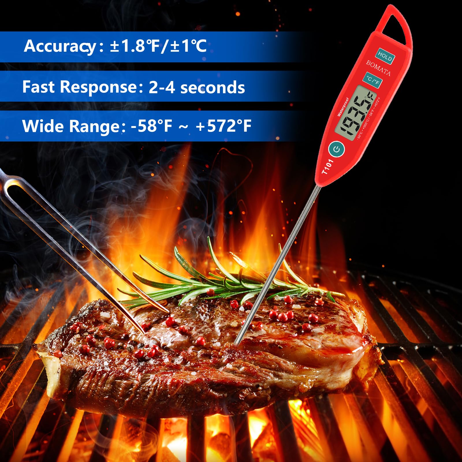 BOMATA thermomètre en action au barbecue pour cuisson précise