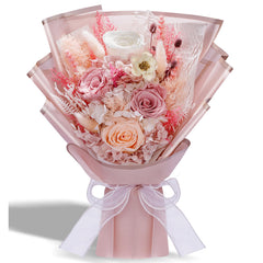 Bonsion bouquet rose poudré face montrant élégance durable