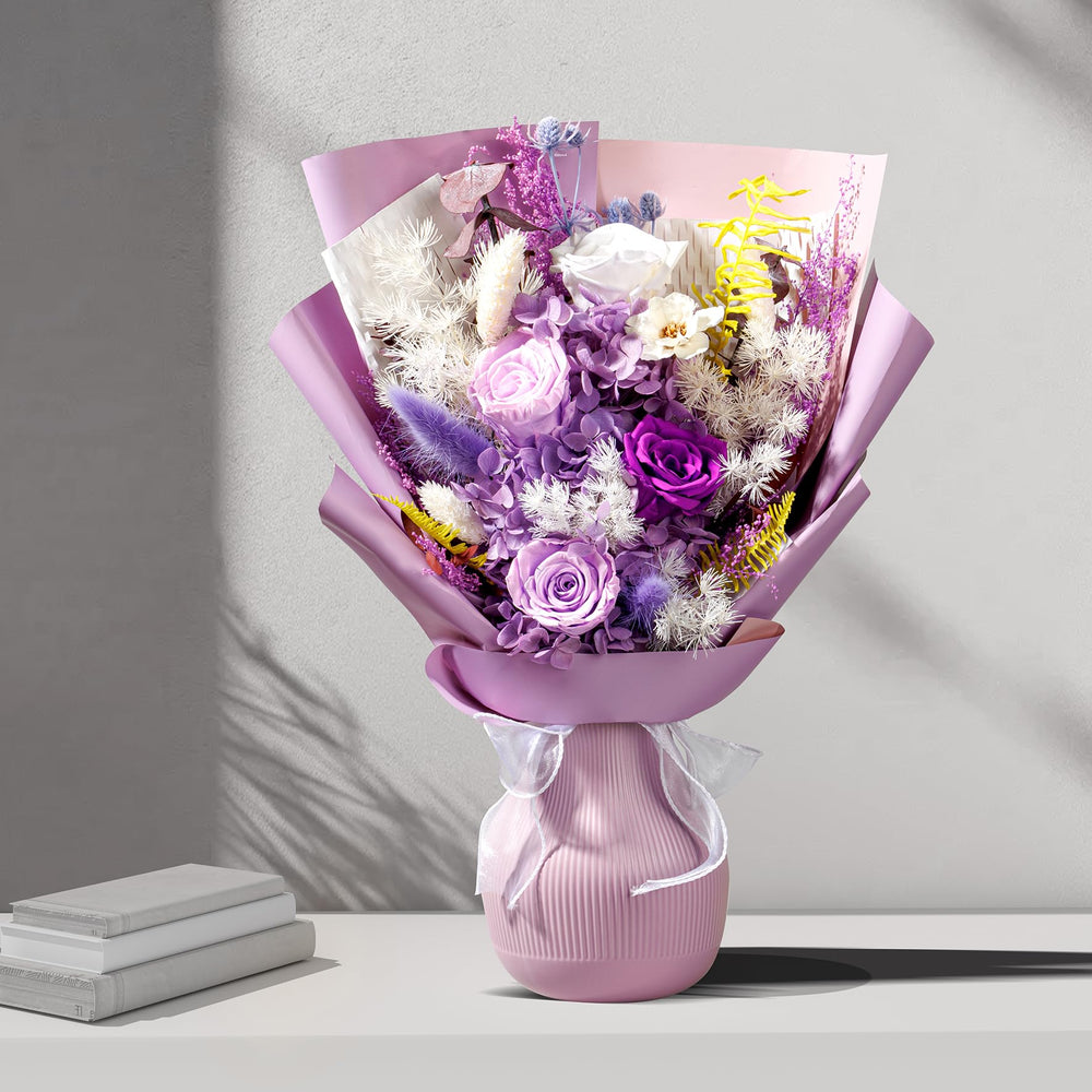 Bonsion bouquet à côté d'une règle pour montrer taille réelle pratique