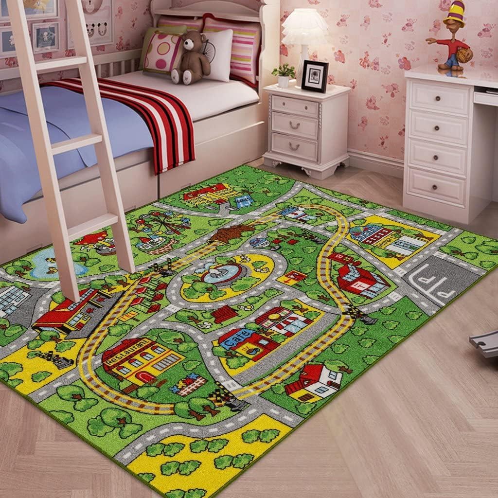 Booooom Jackson tapis recto scène ville vibrant pour stimuler le jeu