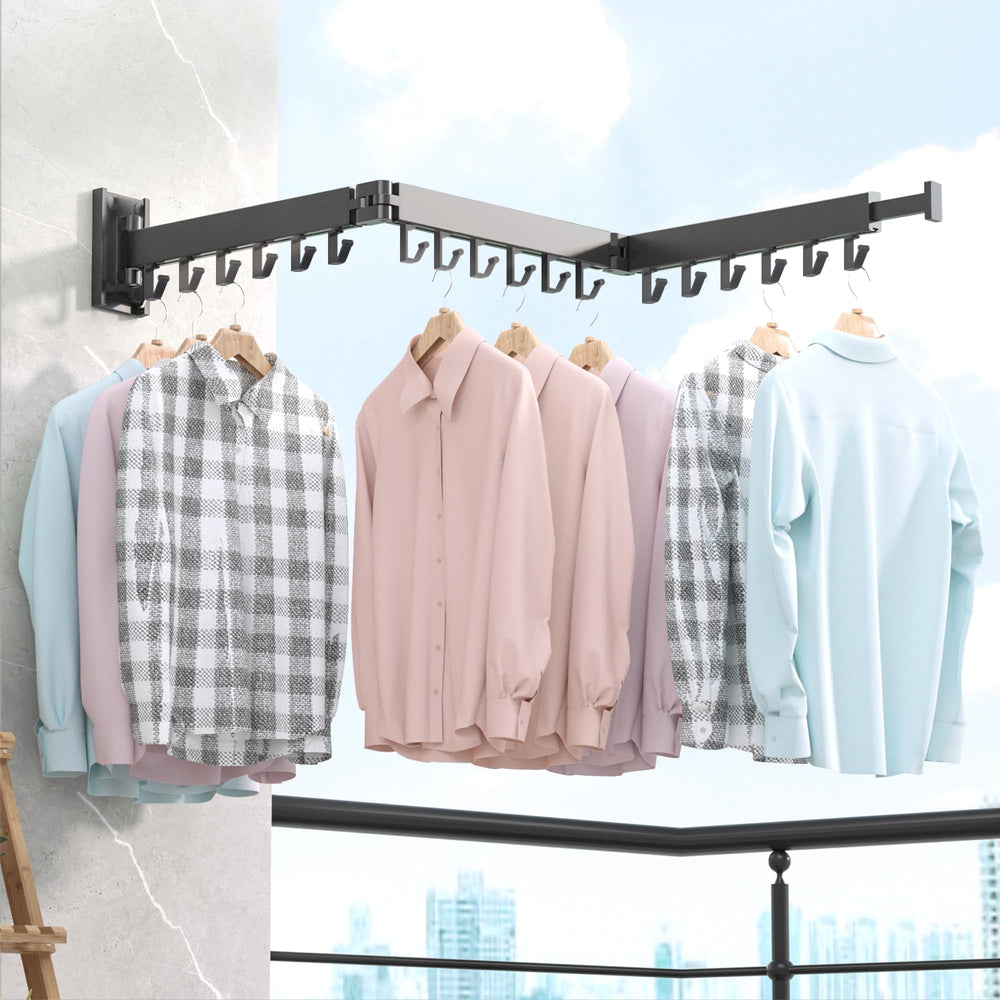BOQORAD vêtements et serviettes suspendus montrant gain de place utile