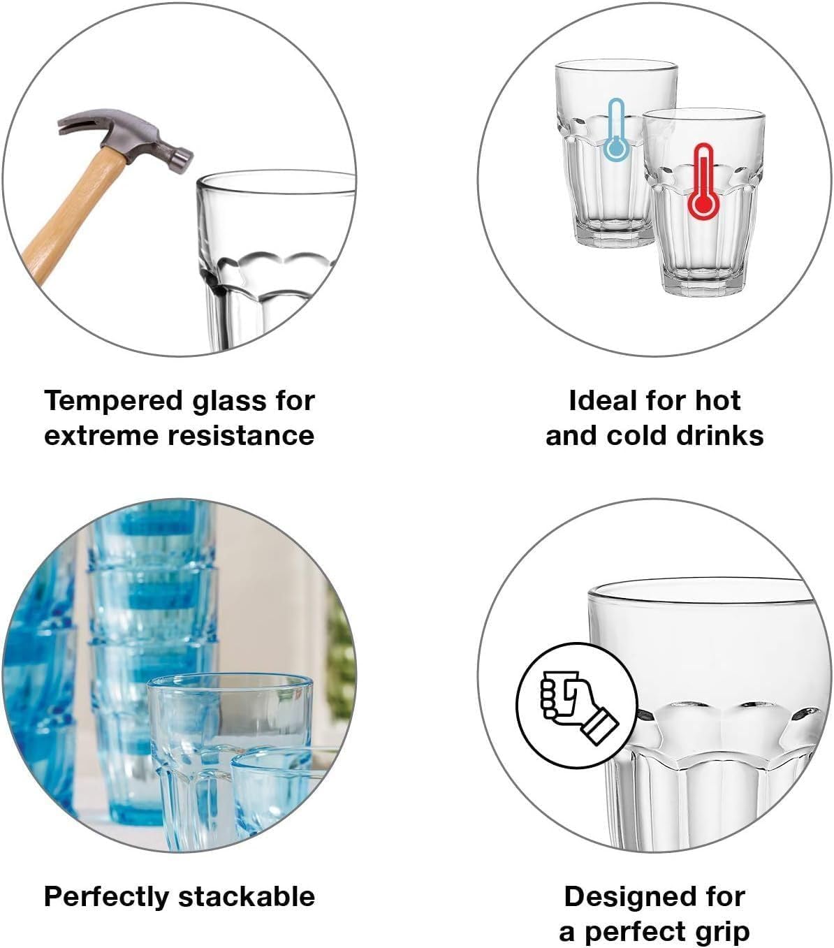 Bormioli Rocco verres empilés pour gain d'espace et rangement sécurisé