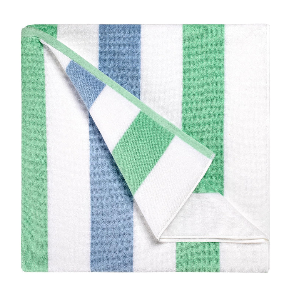 Bornbay serviette face avant montrant rayures mint green et grande taille, confort immédiat