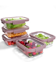 BOROHOUSE face avant ensemble 5 boîtes en verre borosilicaté, rangement optimisé