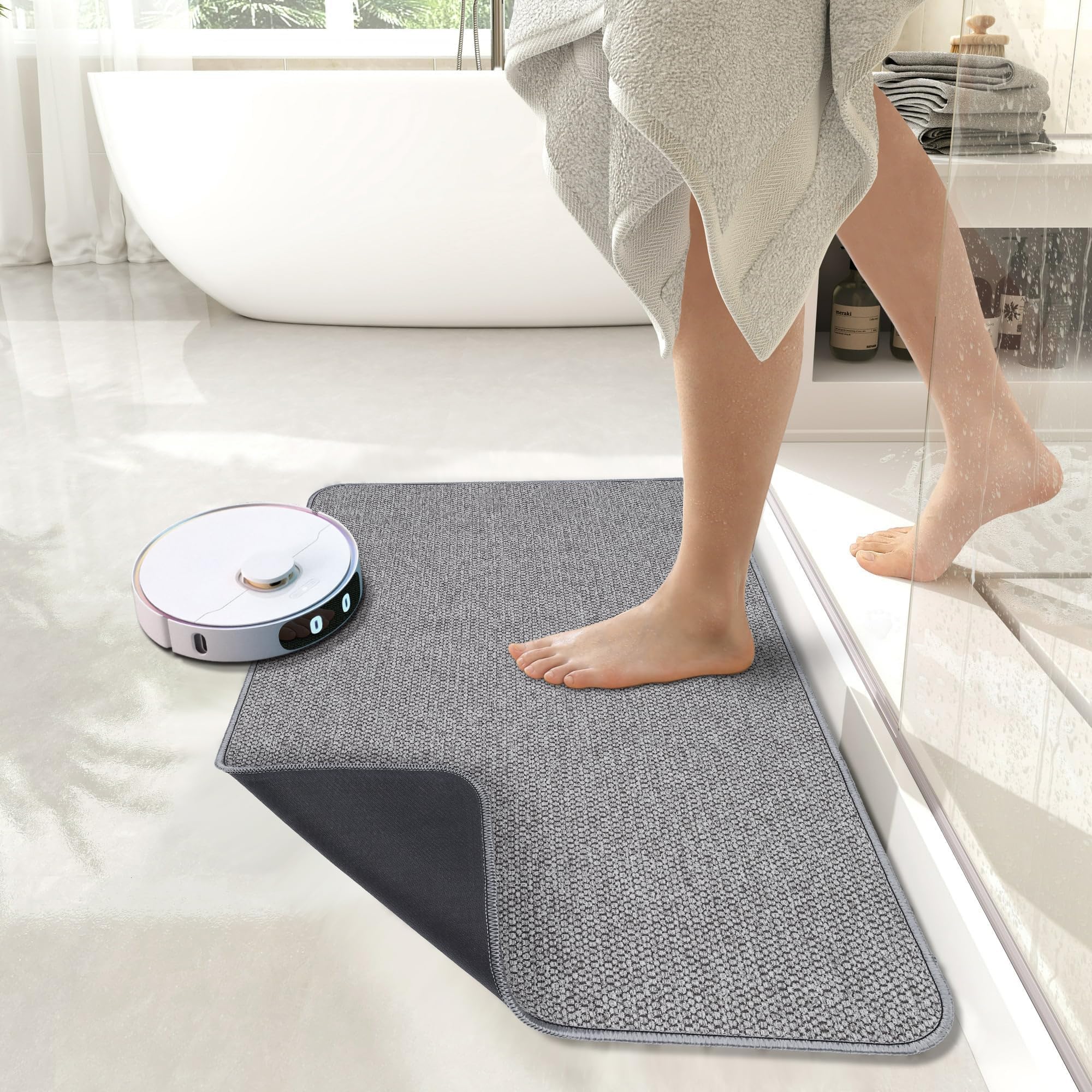 Bosap tapis posé dans une salle de bain décorative améliorant esthétique et sécurité