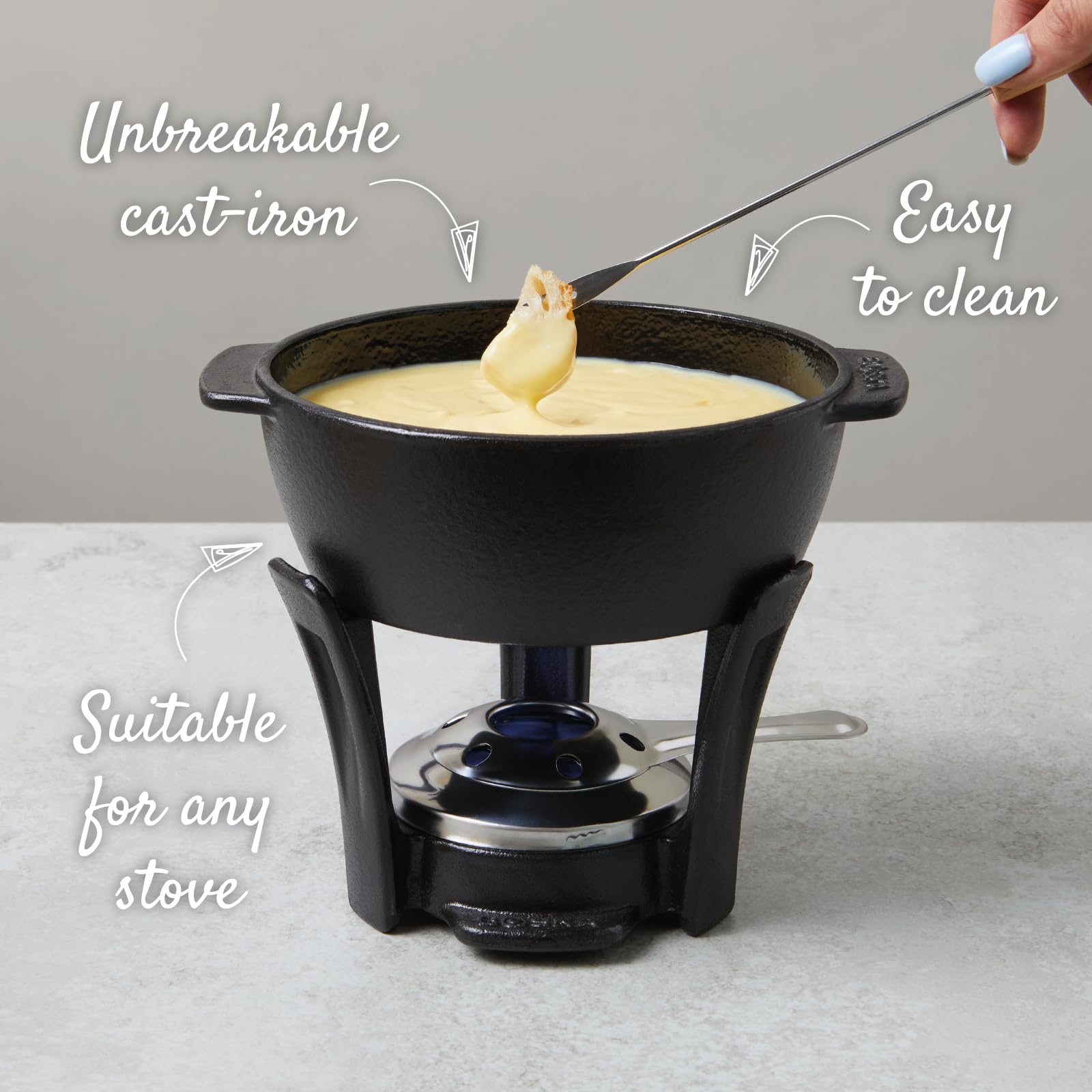 BOSKA fondue en cours d’utilisation sur table créant moment convivial
