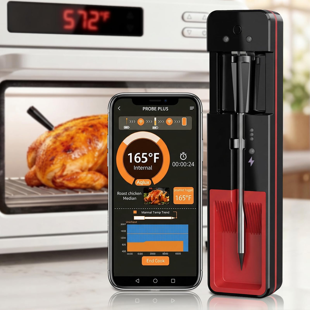 BOTDOYS thermomètre face avant montrant l’écran et la connexion Bluetooth pratique