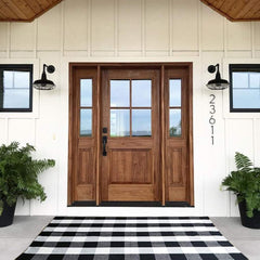 Bottalive face avant tapis buffalo plaid noir et blanc accueil soigné