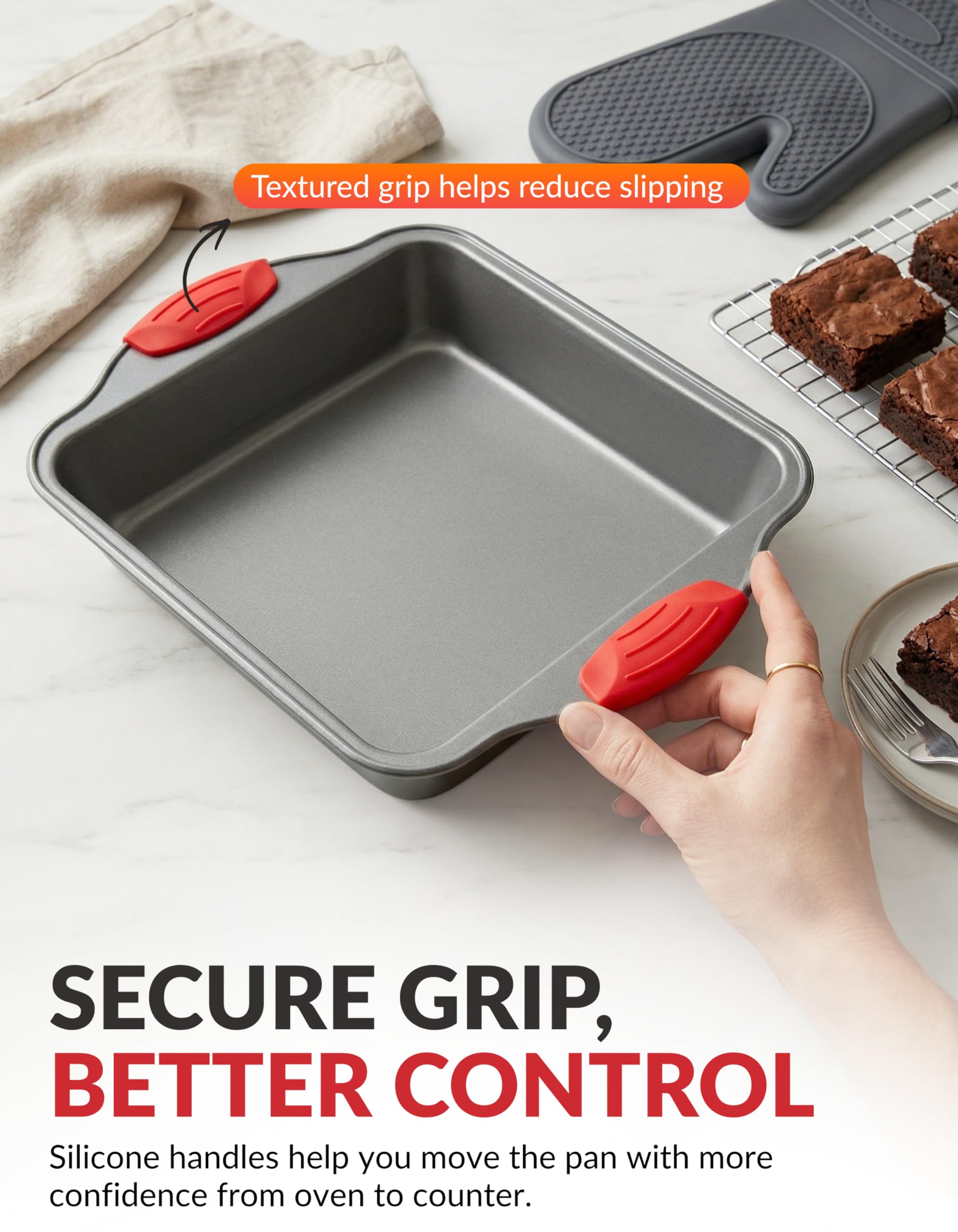 Boxiki Kitchen moule rempli de brownies cuisson uniforme et démoulage net